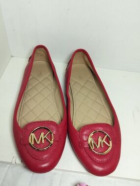 Michael Kors Red Leather Logo Ballet Flats